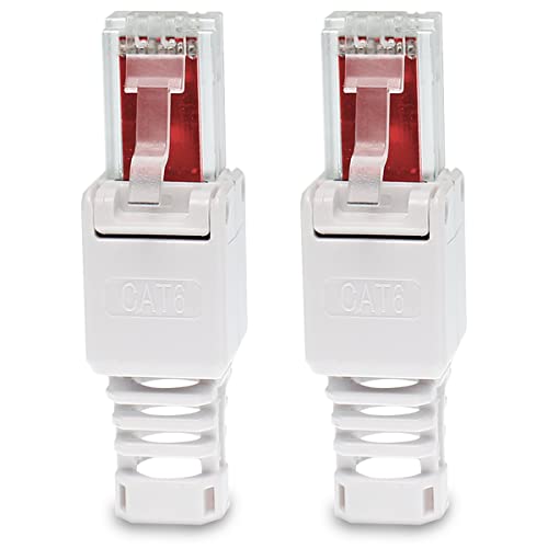 UC-Express 2x Netzwerkstecker werkzeuglos RJ45 CAT6 LAN UTP Kabel Stecker ohne Werkzeug werkzeugfrei CAT5 CAT7 Verlegekabel Patchkabel Netzwerkkabel Toolless Modular Plug Connector Crimpstecker von UC-Express