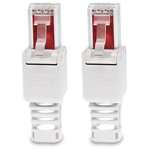 UC-Express CAT 6 RJ45 Netzwerkstecker - 2X RJ45 Netzwerk Stecker Steckverbinder - mit Zugentlastung - werkzeuglos - CAT6 CAT6a LAN Netzwerkkabel von UC-Express