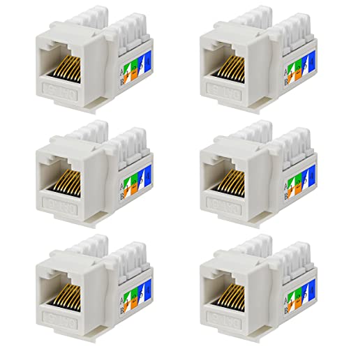 UC-Express 6x Keystone Jack Modul für CAT6 Kabel bis 10 Gbit/s mit Verschluss Werkzeuglos STP RJ45 Buchse Netzwerkkabel Verbinder Patchpanel Netzwerkdose von UC-Express