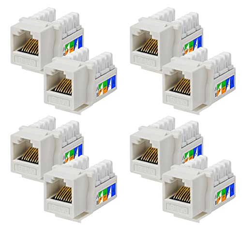 UC-Express 8x Keystone Jack Modul für CAT6 Kabel bis 10 Gbit/s mit Verschluss Werkzeuglos STP RJ45 Buchse Netzwerkkabel Verbinder Patchpanel Netzwerkdose von UC-Express