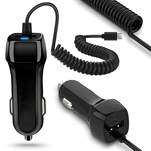 UC-Express Auto Ladekabel kompatibel für Samsung Galaxy M53 M33 M23 5G USB Typ C Kfz Ladegerät Adapter Lade Daten Gerät 3,1A 15W Dual Ladeadapter integriertes dehnbares Ladekabel von UC-Express