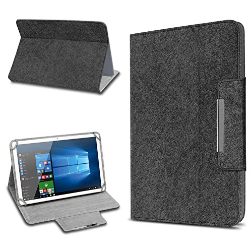 UC-Express Filz Hülle für Lenovo IdeaPad D330 Tablet aus Filz praktischer Standfunktion Schutztasche Stand Tasche Cover Case, Farbe:Dunkel Grau von UC-Express