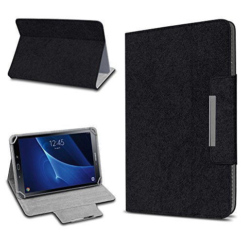 UC-Express Filz Hülle kompatibel mit Samsung Galaxy Tab A6 10.1 2016 Tablet aus Filz praktischer Standfunktion Stand Tasche Cover Case, Farbe:Schwarz von UC-Express