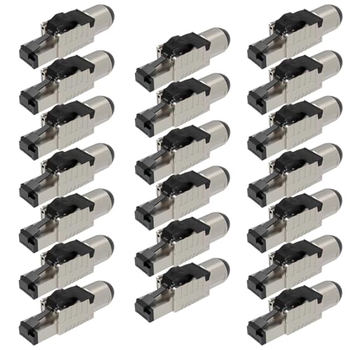 UC-Express Netzwerkstecker CAT 8 RJ45-20x RJ45 Stecker Schwarz Steckverbinder - werkzeuglos - geschirmt - mit Zugentlastung - CAT8 CAT8.1 LAN Netzwerkkabel Stecker von UC-Express