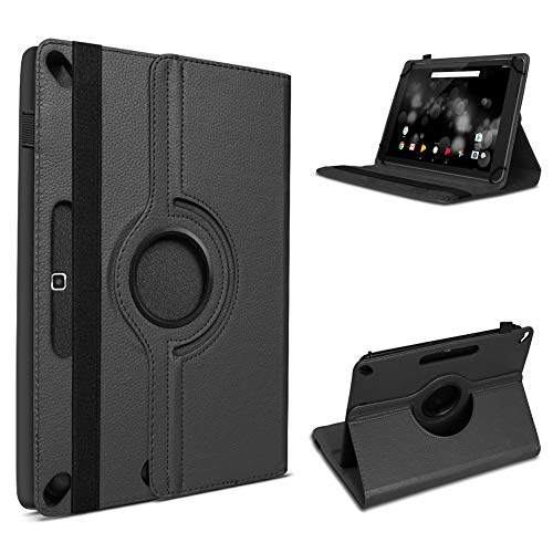UC-Express Robuste Schutzhülle kompatibel für Ihr Amazon Fire HD 10 / Plus Tablet aus Kunstleder mit Standfunktion 360 Drehbar Hülle Schutztasche Ständer Tasche Cover Case Etui, Farben:Schwarz von UC-Express