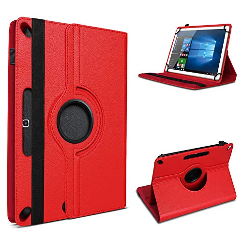 UC-Express Schutzhülle für Ihr Lenovo Tab10 TB X103F Tablet aus Kunstleder mit Standfunktion 360° Drehbar Hülle Schutztasche Ständer Tasche 10.1 Zoll Cover Case, Farbe:Rot von UC-Express