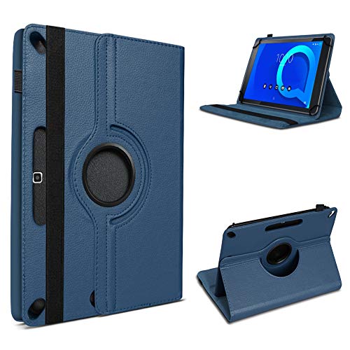 UC-Express Schutzhülle kompatibel für Alcatel 1T 10 Tablet aus Kunstleder mit Standfunktion 360° Drehbar Hülle Schutztasche Ständer Tasche 10.1 Zoll Cover Case Etui, Farbe:Blau von UC-Express