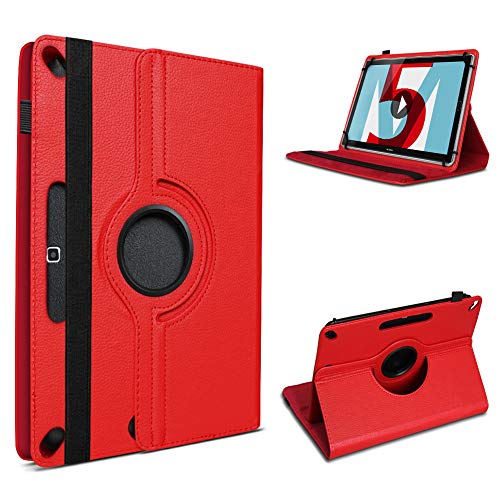 UC-Express Schutzhülle kompatibel für Huawei MediaPad M5 / Pro Tablet Kunstleder mit Standfunktion 360° Drehbar Hülle Schutztasche Ständer Tasche 10.8 Zoll Cover Case Etui, Farbe:Rot von UC-Express
