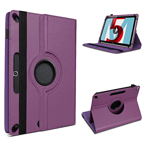 UC-Express Schutzhülle kompatibel für Huawei MediaPad M5 Lite Tablet Kunstleder mit Standfunktion 360° Drehbar Hülle Schutztasche Ständer Tasche 10.1 Zoll Cover Case, Farbe:Lila von UC-Express