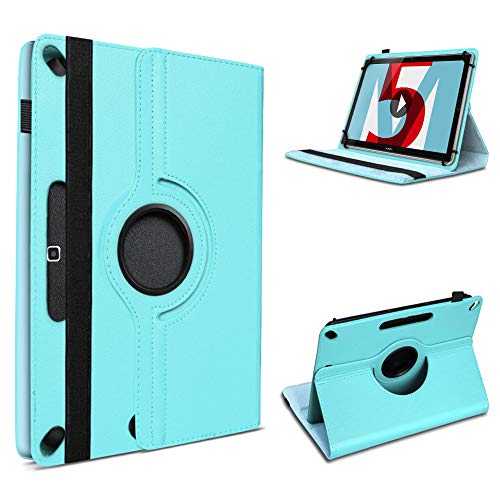 UC-Express Schutzhülle kompatibel für Huawei MediaPad M5 Lite Tablet Kunstleder mit Standfunktion 360° Drehbar Hülle Schutztasche Ständer Tasche 10.1 Zoll Cover Case, Farbe:Türkis von UC-Express
