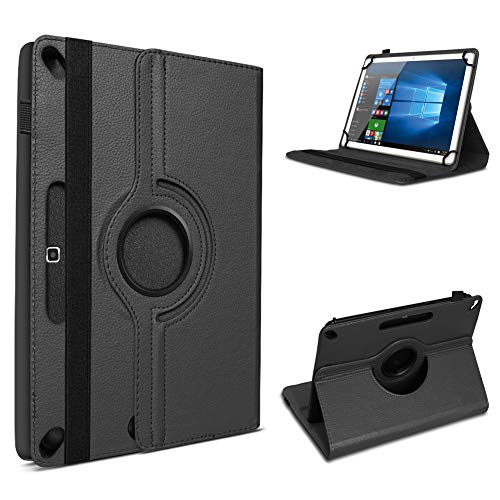 UC-Express Schutzhülle kompatibel für Lenovo Tab 4 10 Plus Tablet aus Kunstleder mit Standfunktion 360° Drehbar Hülle Ständer Tasche 10.1 Zoll, Farbe:Schwarz von UC-Express