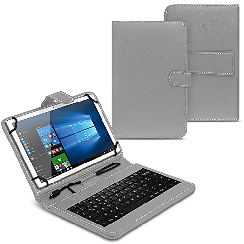 UC-Express Tablet Schutzhülle USB Tastatur - kompatibel mit Teclast T50 Allen 11 Zoll Geräten - 360 Grad Hülle für Tablets - ultradünne Tablettasche - Tablet QWERTZ Case, Farben:Grau von UC-Express