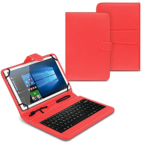 UC-Express Tablet Schutzhülle USB Tastatur - kompatibel mit Teclast T50 Allen 11 Zoll Geräten - 360 Grad Hülle für Tablets - ultradünne Tablettasche - Tablet QWERTZ Case, Farben:Rot von UC-Express