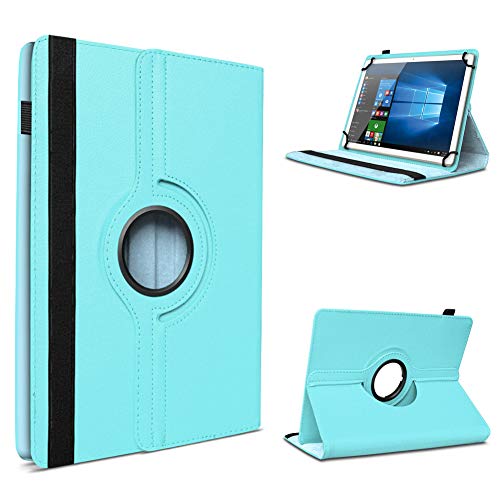 UC-Express Tablet Schutzhülle für 10-10.1 Zoll Tasche aus hochwertigem Kunstleder Hülle Standfunktion 360° Drehbar Universal Case Cover, Farben:Hellblau, Tablet Modell für:Medion Lifetab S10346 von UC-Express