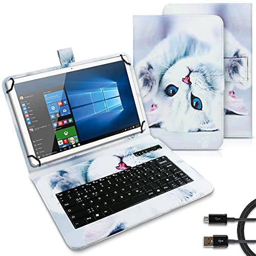 UC-Express Tablet Tasche kompatibel mit Teclast M50 / M50 Pro / M40 Plus Tastatur Hülle Bluetooth Keyboard Case QWERTZ Standfunktion Cover, Motiv:Motiv 3 von UC-Express