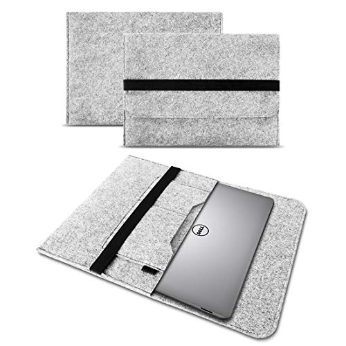 UC-Express Tasche Sleeve Hülle kompatibel für Dell Latitude 5285/5290 / 7285 Netbook Case aus Filz in Grau mit praktischen Innentaschen, Farbe:Hell Grau von UC-Express