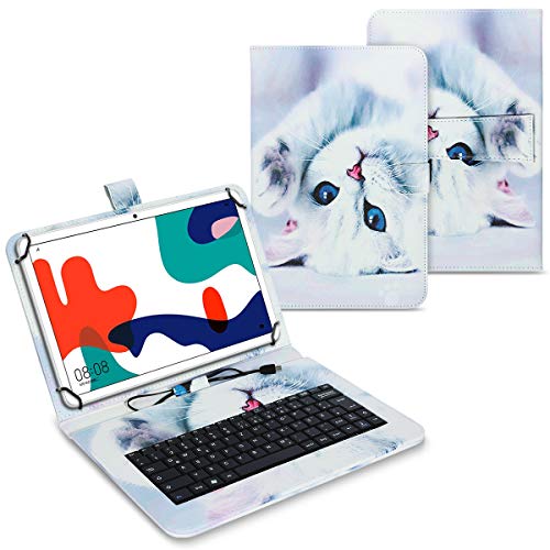 UC-Express Tasche kompatibel für Huawei MediaPad T5 10.1 Hülle Keyboard Case Tastatur QWERTZ Standfunktion USB, Farben:Motiv 2 von UC-Express