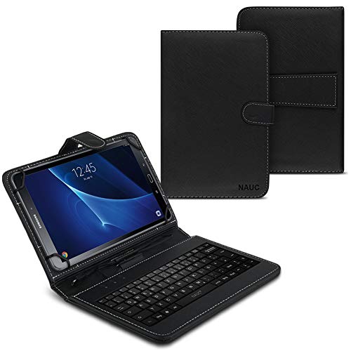UC-Express Tasche kompatibel für Samsung Galaxy Tab A6 10.1 2016 Hülle Keyboard Case Tastatur QWERTZ Standfunktion USB, Farben:Schwarz von UC-Express