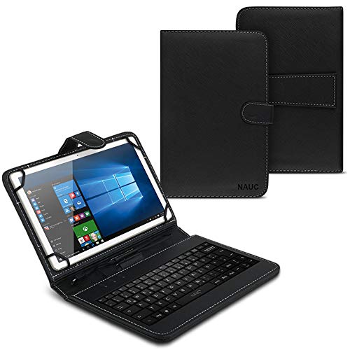 UC-Express Tasche kompatibel mit PEAQ Tablet PET 100 101 1008 10.1 Zoll Hülle Keyboard Case Tastatur QWERTZ Standfunktion USB von UC-Express
