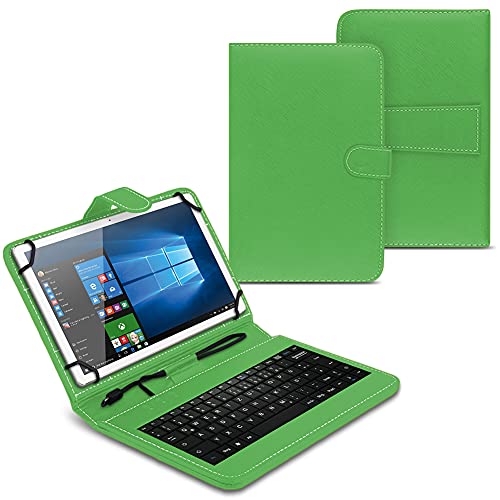 UC-Express Tasche kompatibel mit Telekom T Tablet Hülle Keyboard Case Tastatur QWERTZ Standfunktion USB Cover Case, Farben:Grün von UC-Express