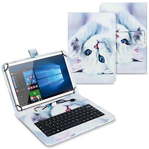 UC-Express Tasche kompatibel mit Telekom T Tablet Hülle Keyboard Case Tastatur QWERTZ Standfunktion USB Cover Case, Farben:Motiv 2 von UC-Express