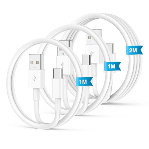 USB C Kabel für iPhone 16 15 Carplay Ladekabel [ 3Stück 1M+1M+2M ],USB auf USB C Kabel Apple Carplay,USB Type-C Schnellladekabel für iPhone 16/15 Pro Max,Samsung Galaxy,Android Auto Handykabel Weiß von UCALMA