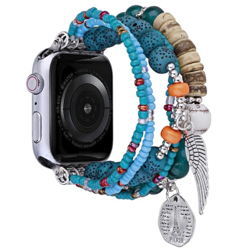 UCK-KIT Mode Uhrenarmband Kompatibel Mit for Apple Watch Band 38MM-49MM, Natürliche Perle Elastische Ersatz Stretch Strap Für Iwatch Serie SE/8/7/6/5/ /4/3/2/1,Lake Blue,42/44/45/49MM UCK-KIT Mode Uhrenarmband Kompatibel Mit for Apple Watch Band 38MM-49MM, Natürliche Perle Elastische Ersatz Stretch Strap Für Iwatch Serie SE/8/7/6/5/ /4/3/2/1,Lake Blue,42/44/45/49MM von UCK-KIT