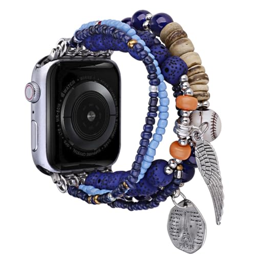 UCK-KIT Mode Uhrenarmband Kompatibel Mit for Apple Watch Band 38MM-49MM, Natürliche Perle Elastische Ersatz Stretch Strap Für Iwatch Serie SE/8/7/6/5/ /4/3/2/1,Royal Blue,38/40/41MM UCK-KIT Mode Uhrenarmband Kompatibel Mit for Apple Watch Band 38MM-49MM, Natürliche Perle Elastische Ersatz Stretch Strap Für Iwatch Serie SE/8/7/6/5/ /4/3/2/1,Royal Blue,38/40/41MM von UCK-KIT