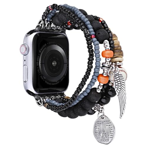 UCK-KIT Mode Uhrenarmband Kompatibel Mit for Apple Watch Band 38MM-49MM, Natürliche Perle Elastische Ersatz Stretch Strap Für Iwatch Serie SE/8/7/6/5/ /4/3/2/1,Schwarz,42/44/45/49MM UCK-KIT Mode Uhrenarmband Kompatibel Mit for Apple Watch Band 38MM-49MM, Natürliche Perle Elastische Ersatz Stretch Strap Für Iwatch Serie SE/8/7/6/5/ /4/3/2/1,Schwarz,42/44/45/49MM von UCK-KIT
