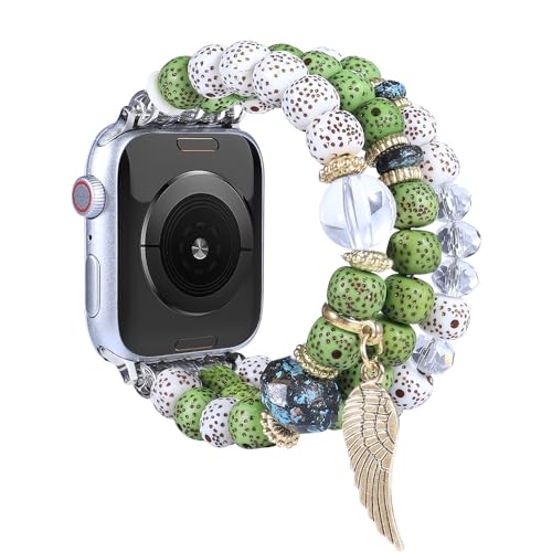 UCK-KIT Perlen Armband Kompatibel Mit for Apple Watch 38MM-45MM, Elastische Ersatz Stretch Strap Für SE/8/7/6/5/ /4/3/2/1 Serie Für Frauen Mädchen,Grün,42/44/45MM UCK-KIT Perlen Armband Kompatibel Mit for Apple Watch 38MM-45MM, Elastische Ersatz Stretch Strap Für SE/8/7/6/5/ /4/3/2/1 Serie Für Frauen Mädchen,Grün,42/44/45MM von UCK-KIT