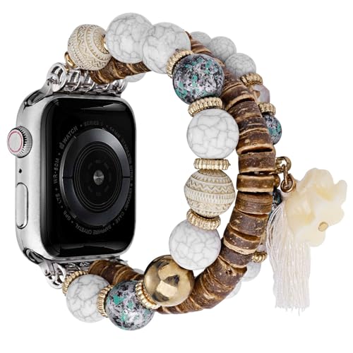 UCK-KIT Perlen Armband Kompatibel Mit for Apple Watch Straps 38MM-49MM, Frauen Mädchen Elastische Ersatz Stretch Strap Für SE/8/7/6/5/ /4/3/2/1 Serie,Weiß,38/40/41MM UCK-KIT Perlen Armband Kompatibel Mit for Apple Watch Straps 38MM-49MM, Frauen Mädchen Elastische Ersatz Stretch Strap Für SE/8/7/6/5/ /4/3/2/1 Serie,Weiß,38/40/41MM von UCK-KIT