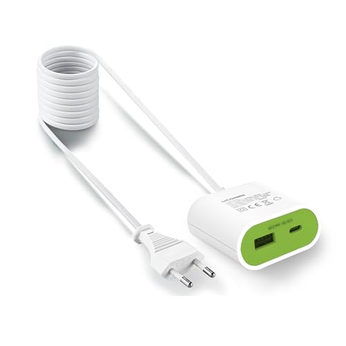 UCOMEN 17W Schnellladegerät mit 1.5 m Kabel, mit einem USB-A und einem USB-C,3.5A, Grün 1 Pack von UCOMEN