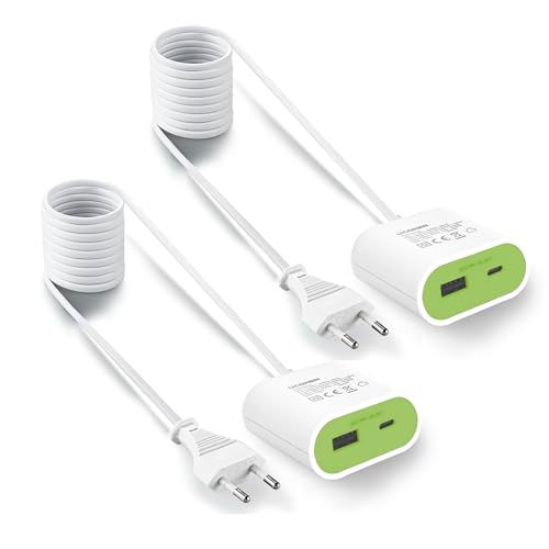 UCOMEN 17W Schnellladegerät mit 1.5 m Kabel, mit einem USB-A und einem USB-C,3.5A, Grün 2 Pack von UCOMEN