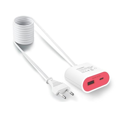 UCOMEN 17W Schnellladegerät mit 1.5 m Kabel, mit einem USB A und einem USB C,3.5A, rosa 1 Pack von UCOMEN