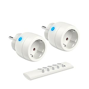 UCOMEN Funksteckdosen mit Fernbedienung, 2er Steckdosen mit 1er Fernbedienung, 10A/2300W Funk Steckdose mit Fernbedienung innen, Funksteckdose für Haushaltsgeräte, Weiß von UCOMEN