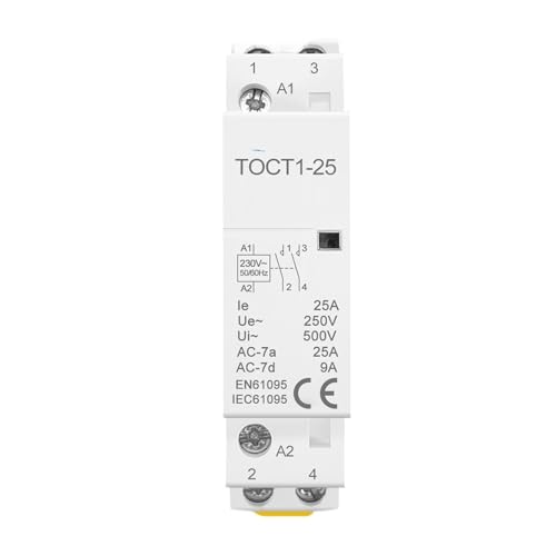 TOCT1 2P 25A AC 220V/230V 50/60HZ Din-Schiene Haushalt Ac Modularschütz 110V 230V 24V NO NC 1Pcs(1NC,220V) von UCSQZGUW