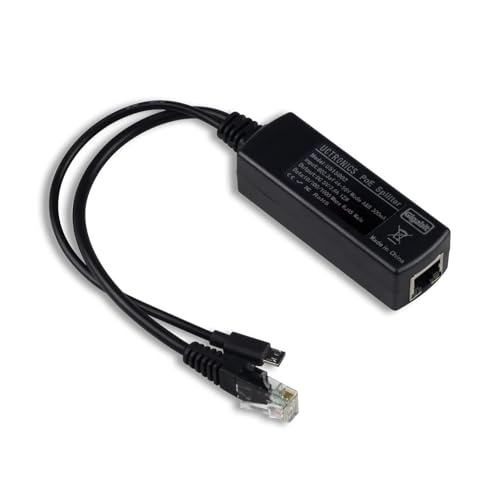 UCTRONICS PoE Splitter Gigabit 5 V – Micro-USB-Stromversorgung und Ethernet auf Raspberry Pi 3B+, funktioniert mit Echo Dot, den meisten Micro-USB-Sicherheitskameras und Tablets – IEEE 802.3af konform von UCTRONICS