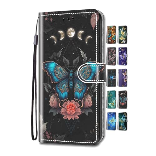 Cool für Apple iPhone 14 Pro Max 13 Pro Max 6.7 Hülle PU Leder Flip Klappbar Lederhülle Schutzhülle 3D Schmetterlings Mond Bunt Muster Wallet Cover Flip Case Handyhülle mit Kartenfach Tasche Etui Cool für Apple iPhone 14 Pro Max 13 Pro Max 6.7 Hülle PU Leder Flip Klappbar Lederhülle Schutzhülle 3D Schmetterlings Mond Bunt Muster Wallet Cover Flip Case Handyhülle mit Kartenfach Tasche Etui von UCool