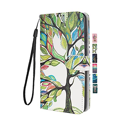 UCool für Samsung Galaxy S10 Plus Hülle PU Leder Flip Klappbar Lederhülle Schutzhülle 3D Bunte Muster Wallet Cover Case Handyhülle [Kartenfach] Tasche Etui Handytasche Farbe Baum des Lebens von UCool