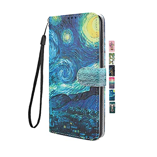 UCool für Samsung Galaxy S7 Edge Hülle PU Leder Flip Klappbar Lederhülle Schutzhülle 3D Bunte Muster Wallet Cover Case Handyhülle [Kartenfach] Tasche Etui Handytasche Van Gogh Terstari Ritter von UCool