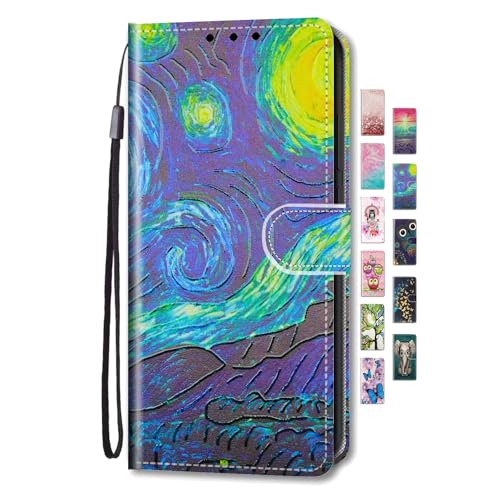 UCool für Xiaomi Redmi Note 12 pro 4G/5G/Xiaomi Poco X5 pro 5G Hülle PU Leder Flip Klappbar Lederhülle Schutzhülle 3D Bunte Muster Wallet Cover Case Handyhülle Tasche Etui Van Gogh Terstari Ritter von UCool