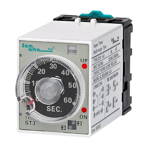 ST3P Multifunktionales Zeitrelais mit Steckdose und AC-Stromversorgung(220VAC,A-B 1sec. - 6min.) von UDAMX
