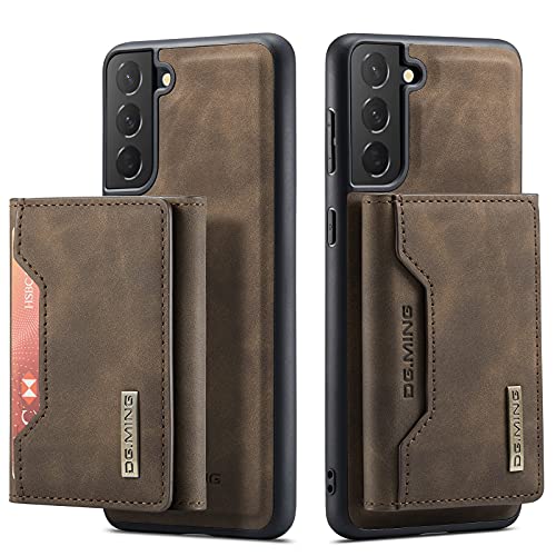 UDBKKDX 2 in 1 Handyhülle für Samsung Galaxy S21, abnehmbare Brieftasche und magnetische Adsorption Hülle Mattes Leder Ständer case Cover von UDBKKDX