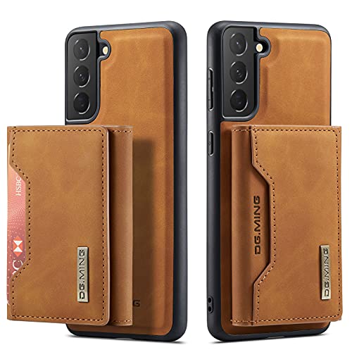 UDBKKDX 2 in 1 Handyhülle für Samsung Galaxy S21, abnehmbare Brieftasche und magnetische Adsorption Hülle Mattes Leder Ständer case Cover von UDBKKDX