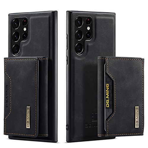 UDBKKDX 2 in 1 Handyhülle für Samsung Galaxy S22 Ultra, abnehmbare Brieftasche und magnetische Adsorption Hülle Mattes Leder Ständer case Cover von UDBKKDX