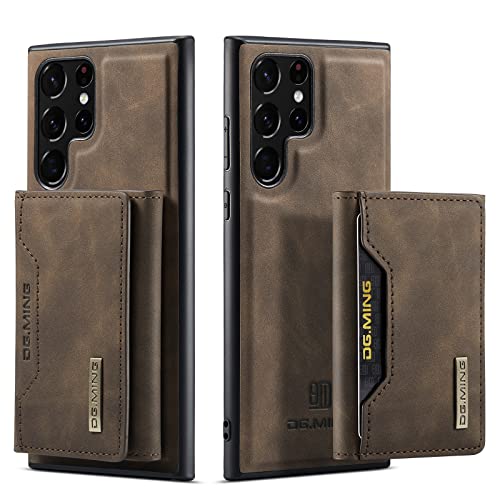 UDBKKDX 2 in 1 Handyhülle für Samsung Galaxy S22 Ultra, abnehmbare Brieftasche und magnetische Adsorption Hülle Mattes Leder Ständer case Cover von UDBKKDX