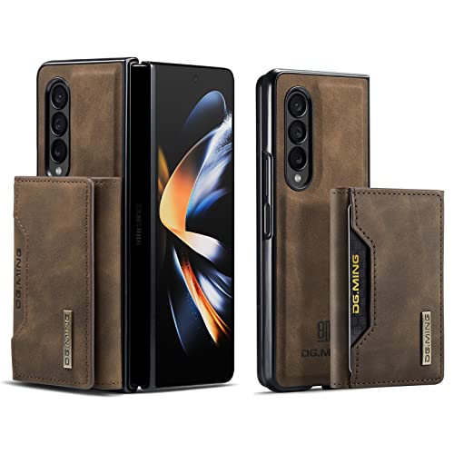 UDBKKDX 2 in 1 Handyhülle für Samsung Galaxy Z Fold 3, abnehmbare Brieftasche und magnetische Adsorption Hülle Mattes Leder Ständer case Cover von UDBKKDX