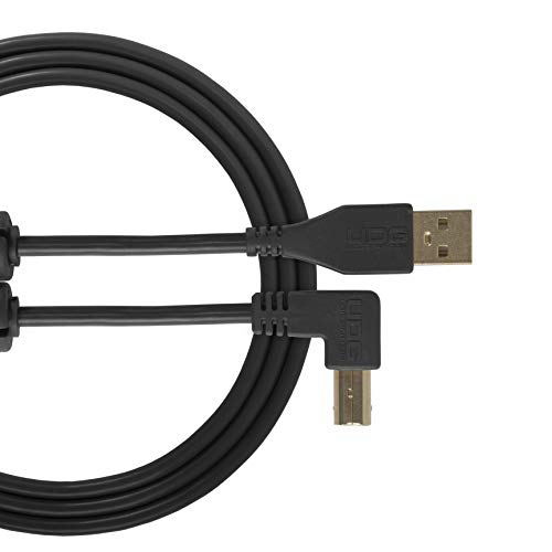 UDG GEAR Kabel USB 2.0 (A-B) abgewinkelt Schwarz 2 m Audio optimiertes UDG GEAR Ultimate Audiokabel für DJs und Produzenten zur Maximierung ihrer Leistung von UDG