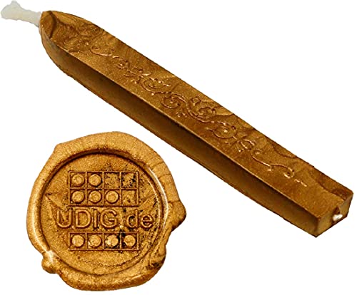 Siegelwachs flexibel mit Docht - Gold, 1 Stange Siegel Wachs für Briefsiegel mittelalterlich erstellen von UDIG
