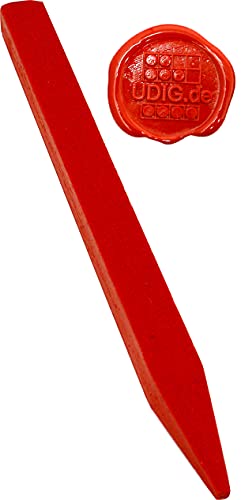 UDIG Siegellack Maxi Feuerrot, 1 Stange, 21 cm Siegellackstange groß für brechende Siegel Rot von UDIG